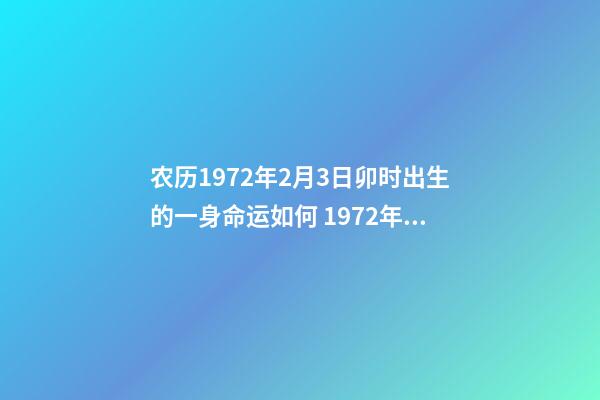 农历1972年2月3日卯时出生的一身命运如何 1972年2月3日出生的人的运势-第1张-观点-玄机派